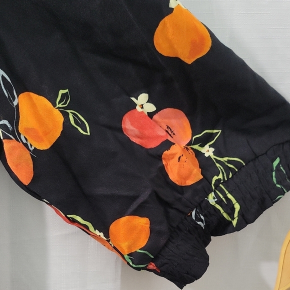 Loralette Black Midi Dress with Orange Floral Design Size 18/20 - Picture 6 of 9